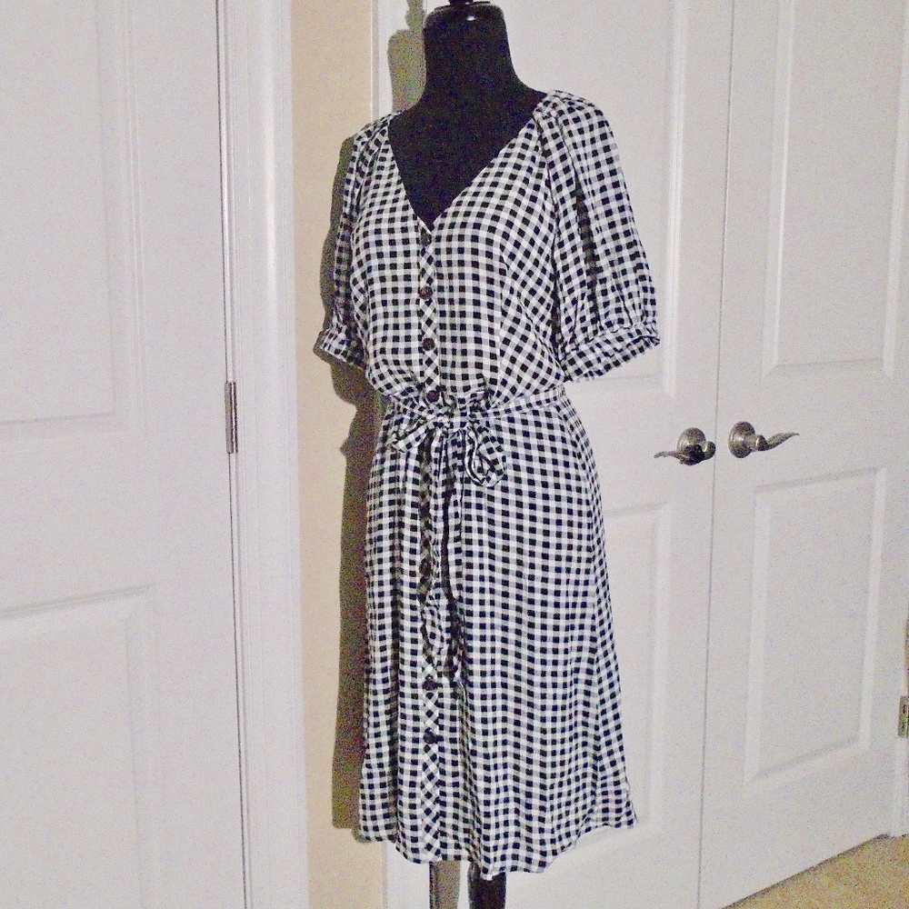ANN TAYLOR NWT Gingham Belted Shirtdress 8P - Picture 7 of 9